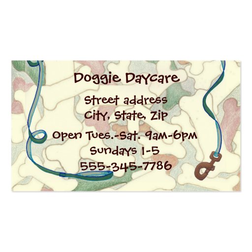 Bones and Leash Pet Dogs Business Card (front side)
