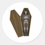 Bones in a Coffin: Halloween: Round Stickers