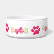 Bones Paws Pink Dog Bowl petbowl