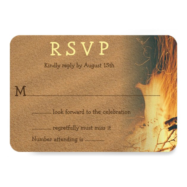 Bonfire Beach Wedding RSVP Enclosure Card