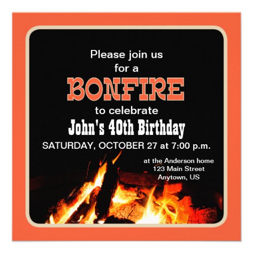 Bonfire Birthday Party invitation