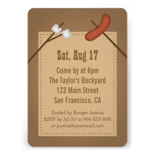Bonfire Camping Birthday Party Cards