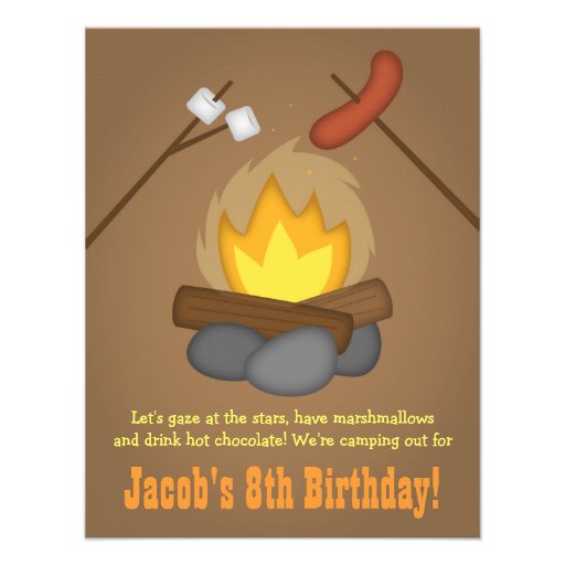 Bonfire Camping Birthday Party Personalized Invitation