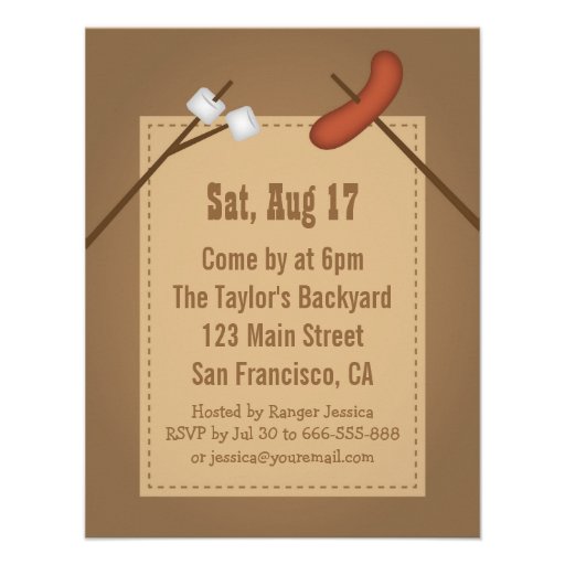 Bonfire Camping Birthday Party Personalized Invitation