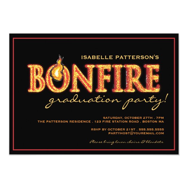 Bonfire Flames Graduation Party Invitation