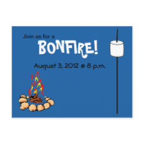 BONFIRE & marshmallow invites Postcards