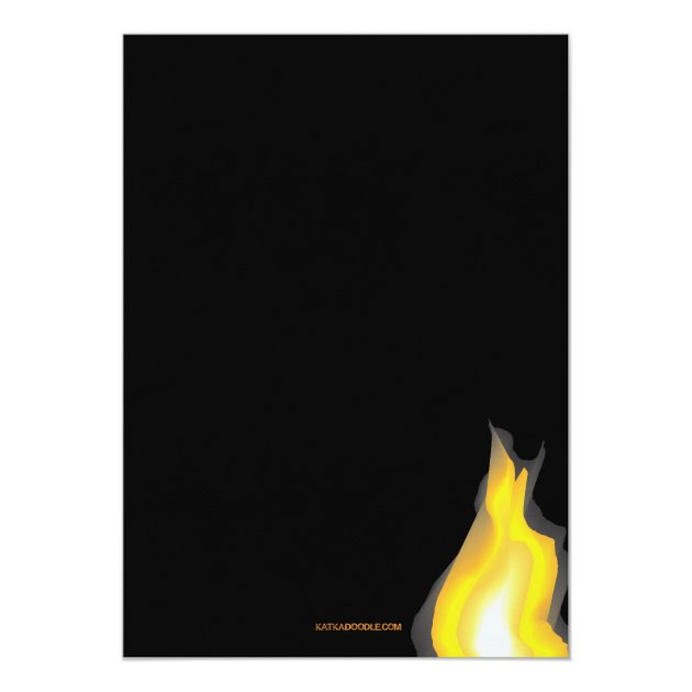 Bonfire Party Campfire Flames on Black Invitation