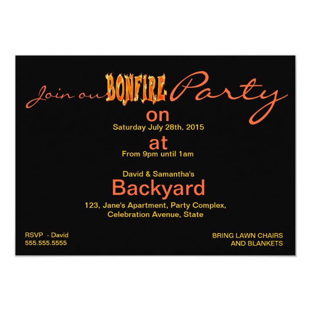 Bonfire party invitations
