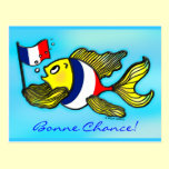 BONNE CHANCE French Flag Fish funny cartoon postcards