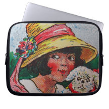 Bonnet Girl and her dog Laptop Sleeve