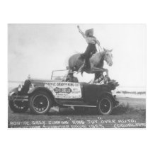 Bonnie Gray jumping her horse. Postcard