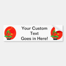 Bonsai Graphic with sun and lantern behind Bumper Stickers