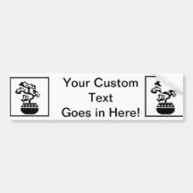 Bonsai Silhouette in round pot Bumper Stickers