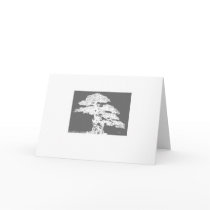 Bonsai tree blank card gray and white elegant