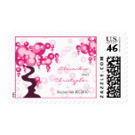 Bonsai Tree Stylish Bride and Groom Wedding Announ Postage Stamp