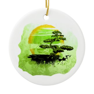 Bonsai Vintage Graphic , Green Version ornament