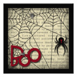 Boo Black Widow Spider & Creepy Text for Halloween Invites