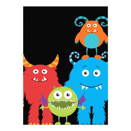 Boo Cute Monsters Kids Birthday Party Invitation