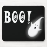 Boo! Halloween ghost black Mouse Pad
