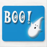 Boo! Halloween ghost blue Mousepads