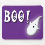 Boo! Halloween ghost purple Mousepad