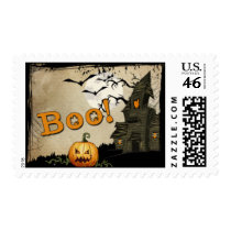 Boo Haunted house Halloween Postage