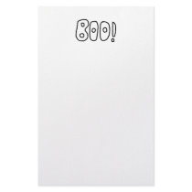 BOO! In Black Rounded Jagged Letters. Stationery Paper