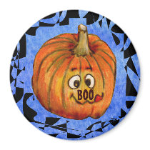 Boo Pumpkin Halloween Squash Magnet