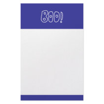BOO! Rounded Jagged White Letters. Stationery Design