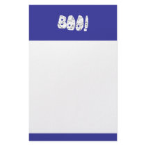 BOO! White and Black Letters. Customized Stationery