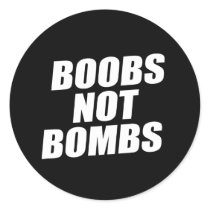 BOOBS NOT BOMBS ROUND STICKER