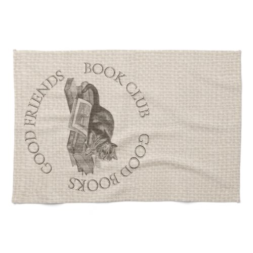Book Club - Good Books - Good Friends With Cat Hand Towel