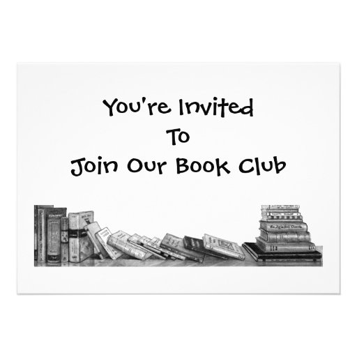 BOOK CLUB INVITATION: PENCIL DRAWING, BOOKS