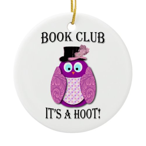 Book Club - It's A Hoot - Pink Design Double-Sided Ceramic Round Christmas Ornament
