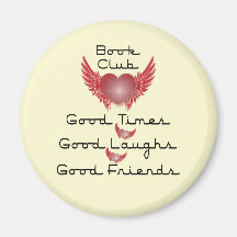 book club with heart design fridge magnet