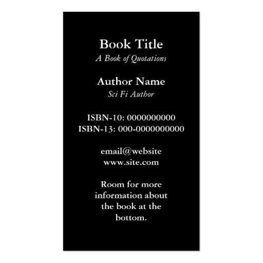Book Cover Business Card (front side)