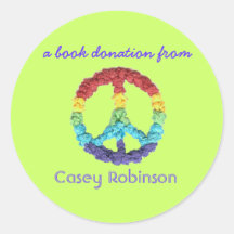 Book donation bookplate sticker - peace
