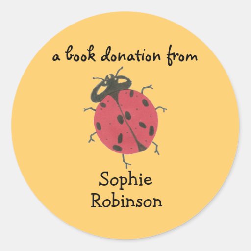 book-donation-label-ladybug-classic-round-sticker-zazzle