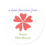Book donation sticker - blooming hearts