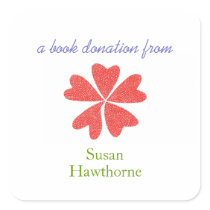 Book donation sticker - blooming hearts - square