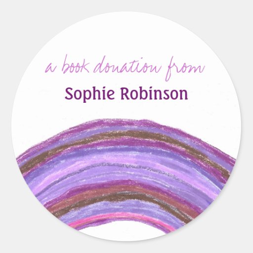 Book donation sticker rainbow Zazzle