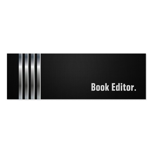Book Editor - Black Silver Stripes Business Card Template (front side)