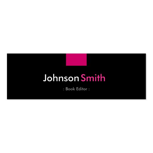 Book Editor - Rose Pink Compact Business Card Template (front side)