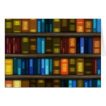 Book Lovers & Librarians Colorful Books on Shelf Greeting Cards