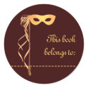 Book Name Sticker (Gold Ribbon Mask) by ZazzleCelebrations Book Name Sticker (Gold Ribbon Mask)