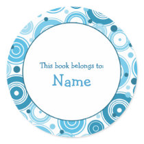 Book plate with blue retro design stickers by karanta Book plate with blue retro design stickers