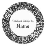 Book plate with doodle art sticker