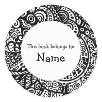 Book plate with doodle art stickers
