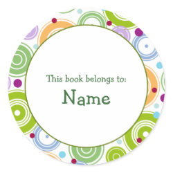 Book plate with retro design - customizable sticker