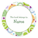 Book plate with retro design - customizable stickers
